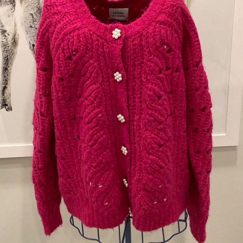 Little Moon alpaca blend cardigan with pearl buttons. Size XS
